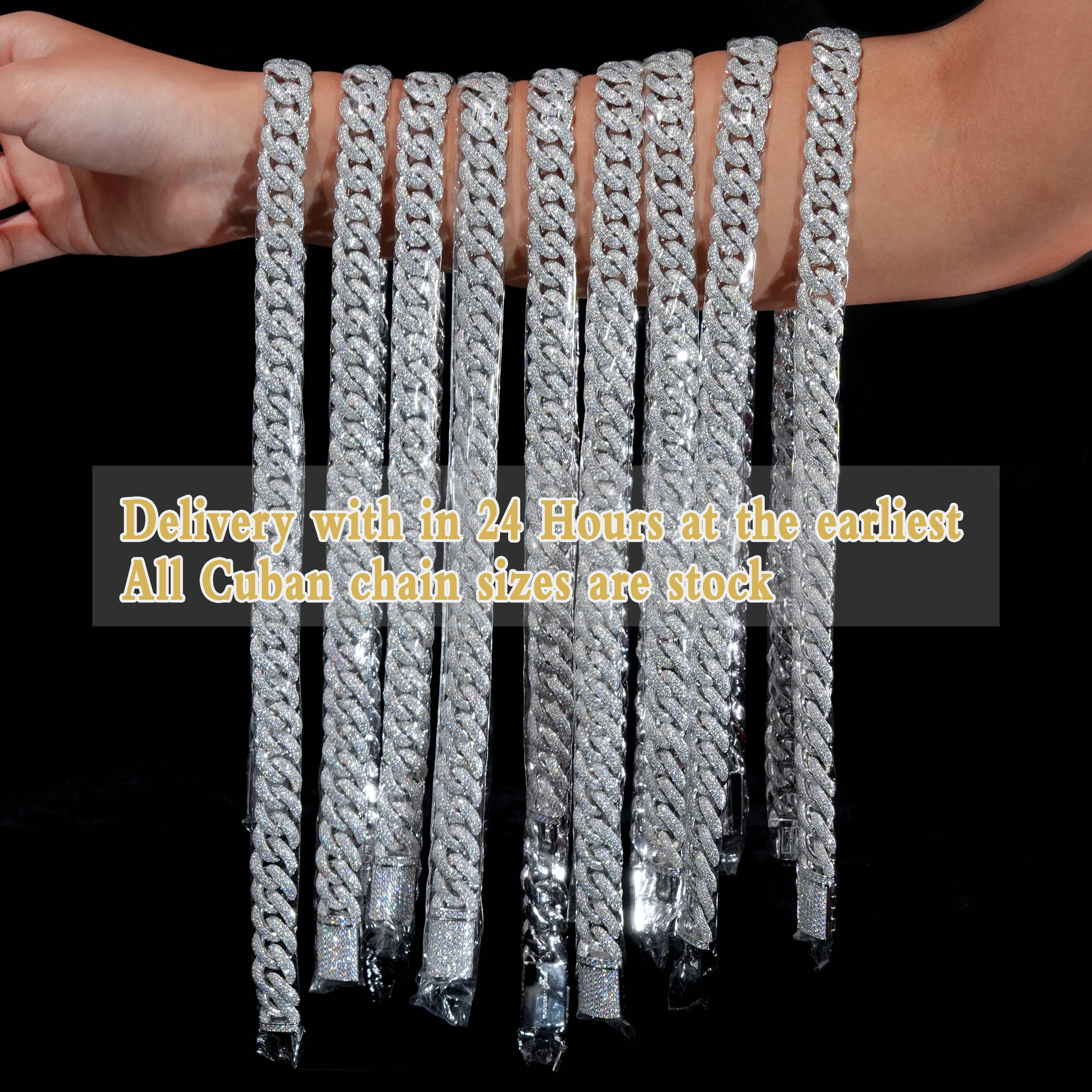 Small Size Cuban Link Chain Necklace Hiphop Jewelry 925 Silver Rappers Moissanite Cuban Chain