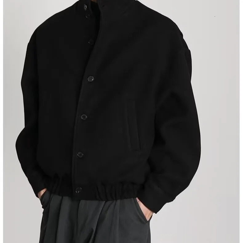autumn and winter trendy workwear stand up collar jacket woolen coat British style niche baseball suit trend 250716 - view 6