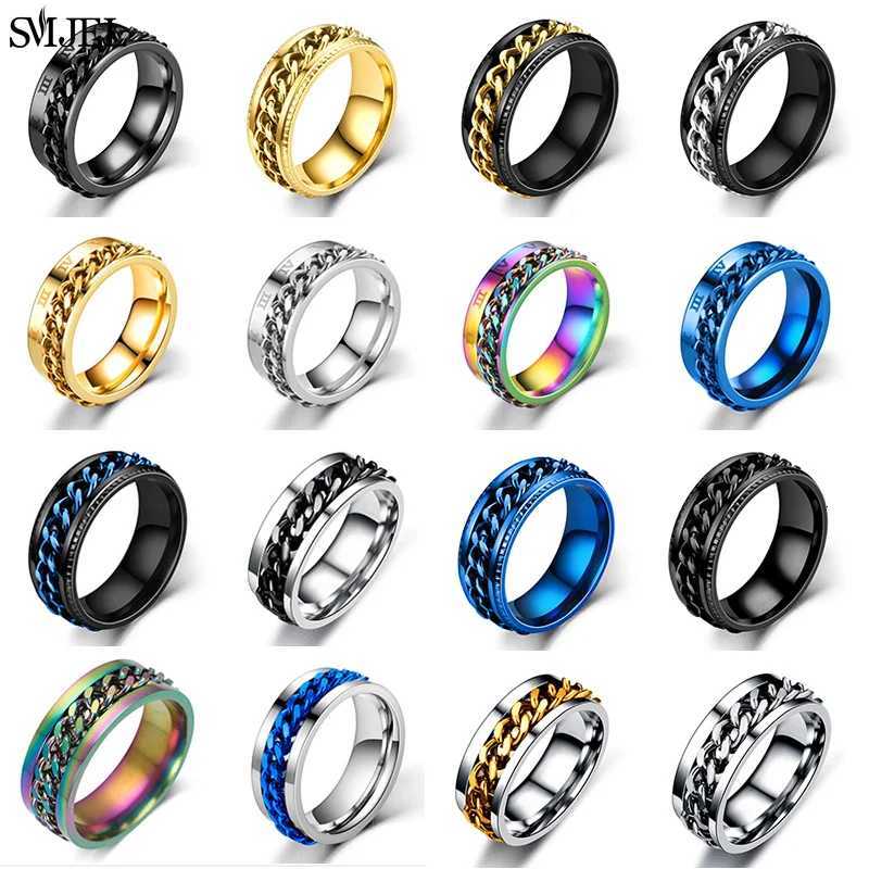 Cool Titanium Steel Rotatable Chain Rings for Couple High Quality Multifunctional Bottle Opener Ring Spinner Jewelry Punk Gifts S250716