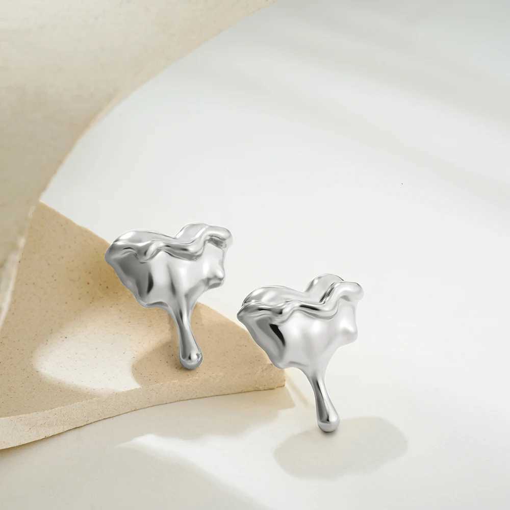 Charm Gold Silver Mix Color Liquid Heart Small Stud Earrings for Women French Jewelry Party Gifts Love Dripping Ear Studs Bijoux y250715