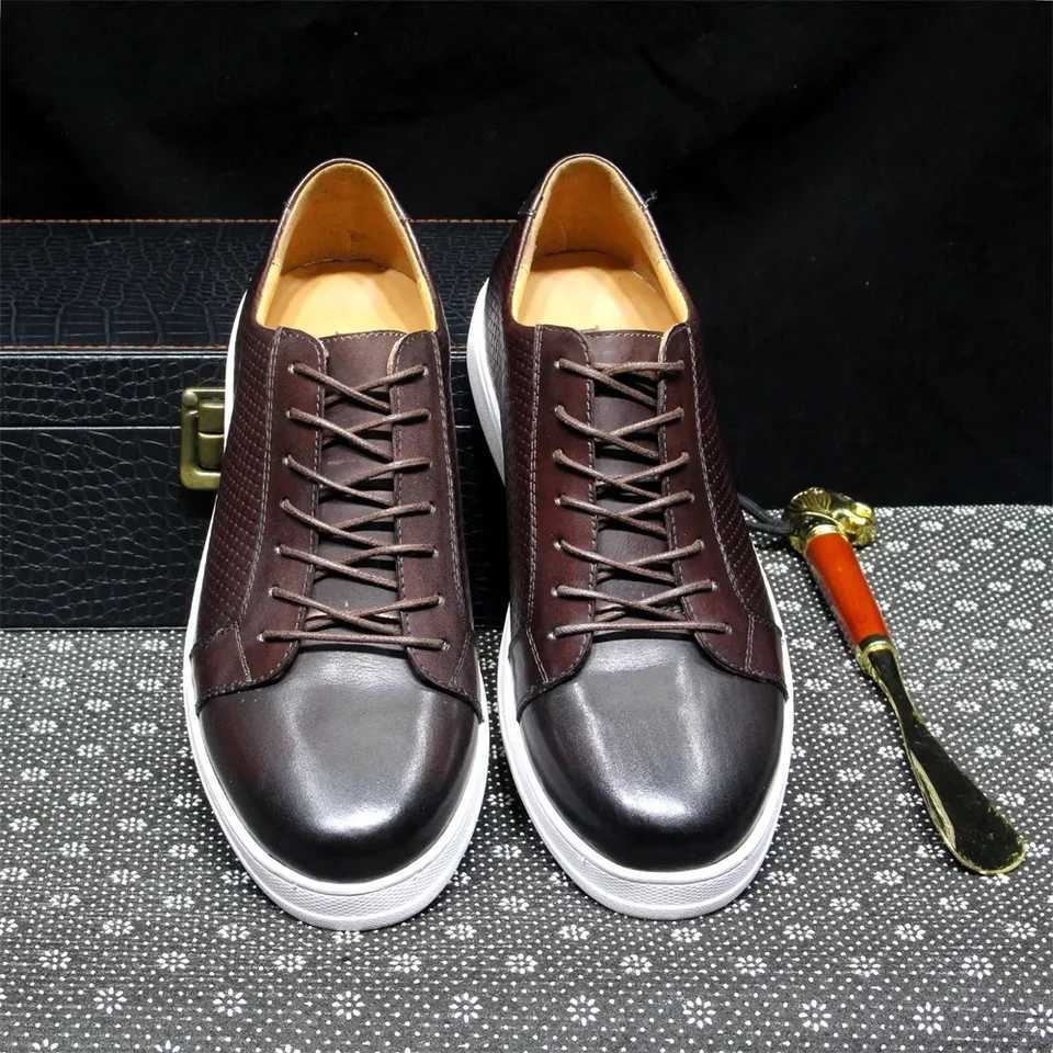 Mens Classic Derby Casual Shoes Cow Genuine Leather Lace-Up Comfortable Driving Sneakers Flat Original Style for Men W250716