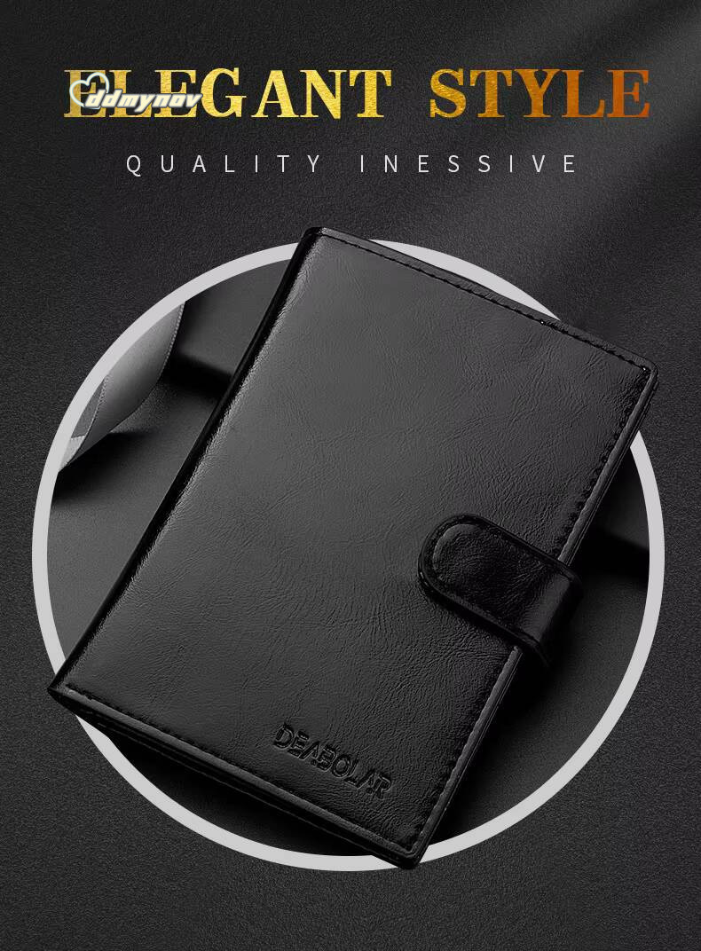 High Capacity Mens Passport Leather Wallet Multiple Slots and A Clear ID Window Vintage Business Card Bag ddmynov