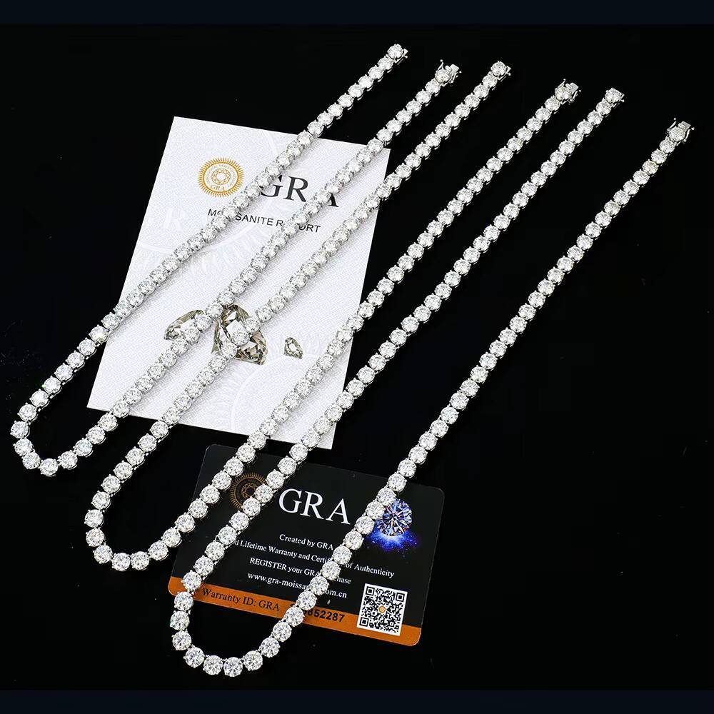 Custom Wholesale Mens 6mm Ice Out Hip-Hop Necklace Sterling Silver 925 Gra Tennis Lab Diamond Mossanite Moissanite Chain