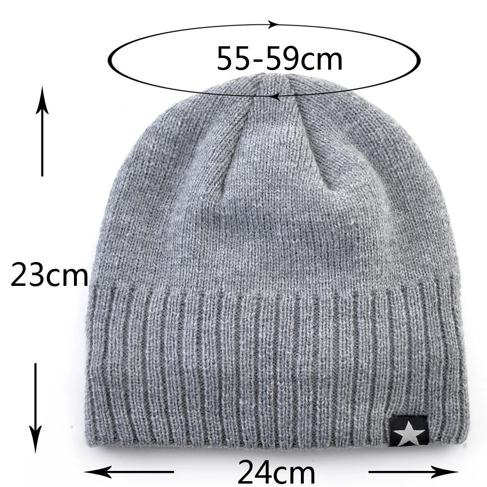 Mens Skullies Beanies Knitted Wool Hats Men Winter Knitting Thick Beanie Hat Double Layer Solid Color Velvet Warm Bonnet Cap 250715
