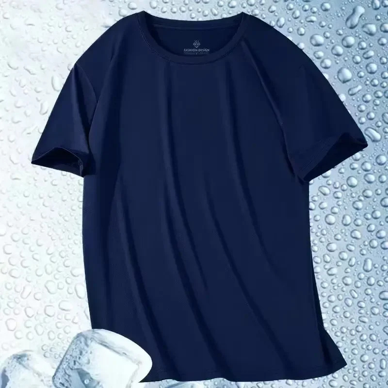 Mens T-shirts Summer Cooling Ice Silk T-shirts For Men Short Sleeve Breathable Fitness Sports Shirt Quick Dry Running Clothing 250715