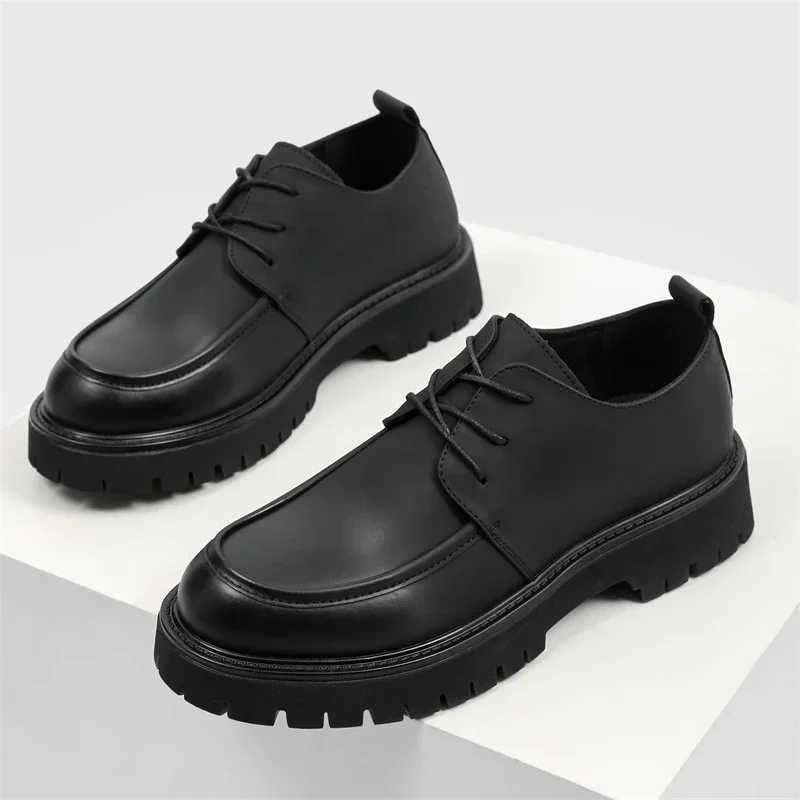Leather Men Casual Shoes Classic Business Mens Dress Shoes Breathable Lace-Up Handmade Shoes Thick Sole Fashion Formal Shoes W250716