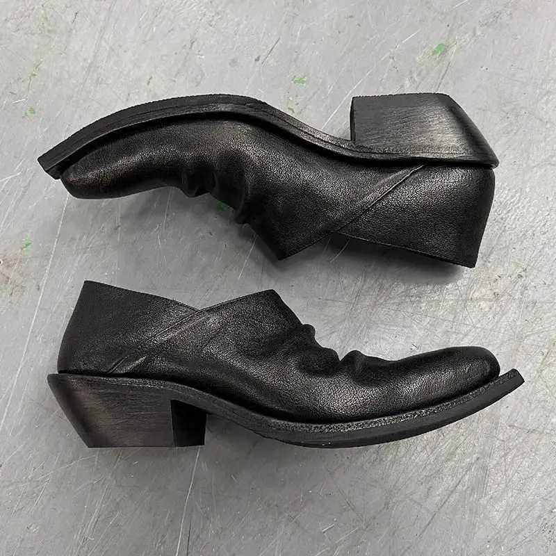 2025 One-foot Loafer Commuter Platform Wizard Trendy Mens and Womens Heightening Head Leather Niche Casual Sderby Shoes W250716