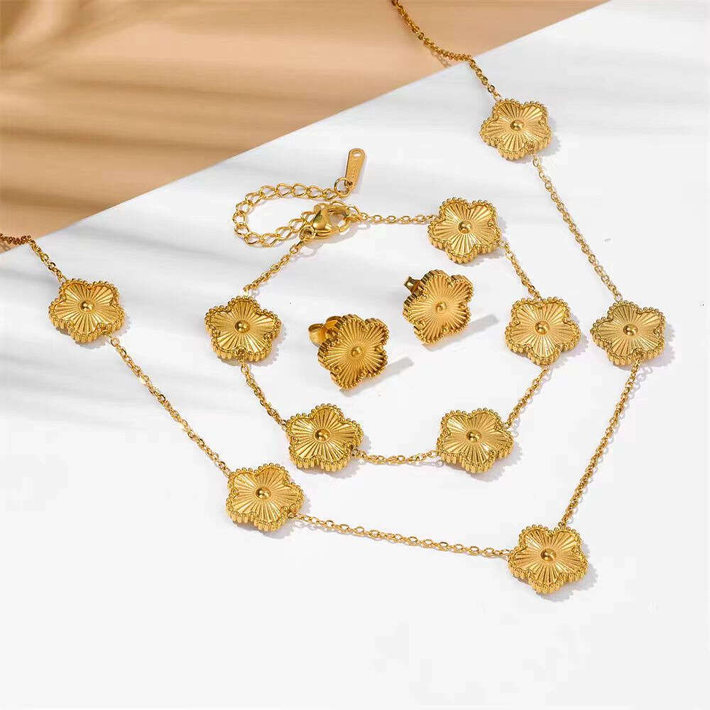 Vans Clefs Luxury 4 Four Clover Necklace Arpels Luxury Designer Jewelry Set Pendant Necklaces Bracelet Stud Earring Women Birthday Gift Gold Clover Necklace 729