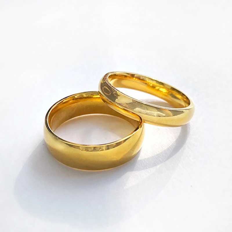 4mm 6mm Solid Spherical Curved Band Ring Couple Jewelry Stainless Steel Simple Smooth Rings Rose Gold Silver Color Size 4 To 10 S250716