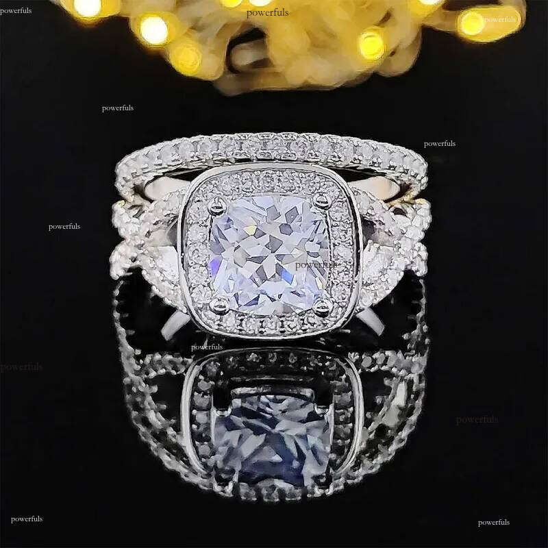 Band 2023 New Sterling Sier Big Wedding Rings Set for Bridal Women Engagement Finger Party Gift Designer Jewelry J230517
