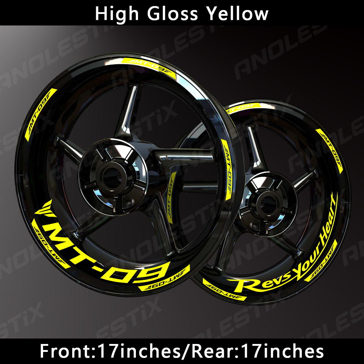 AnoleStix Reflective Motorcycle Wheel Sticker Hub Decal Rim Stripe Tape For YAMAHA MT-09 MT09
