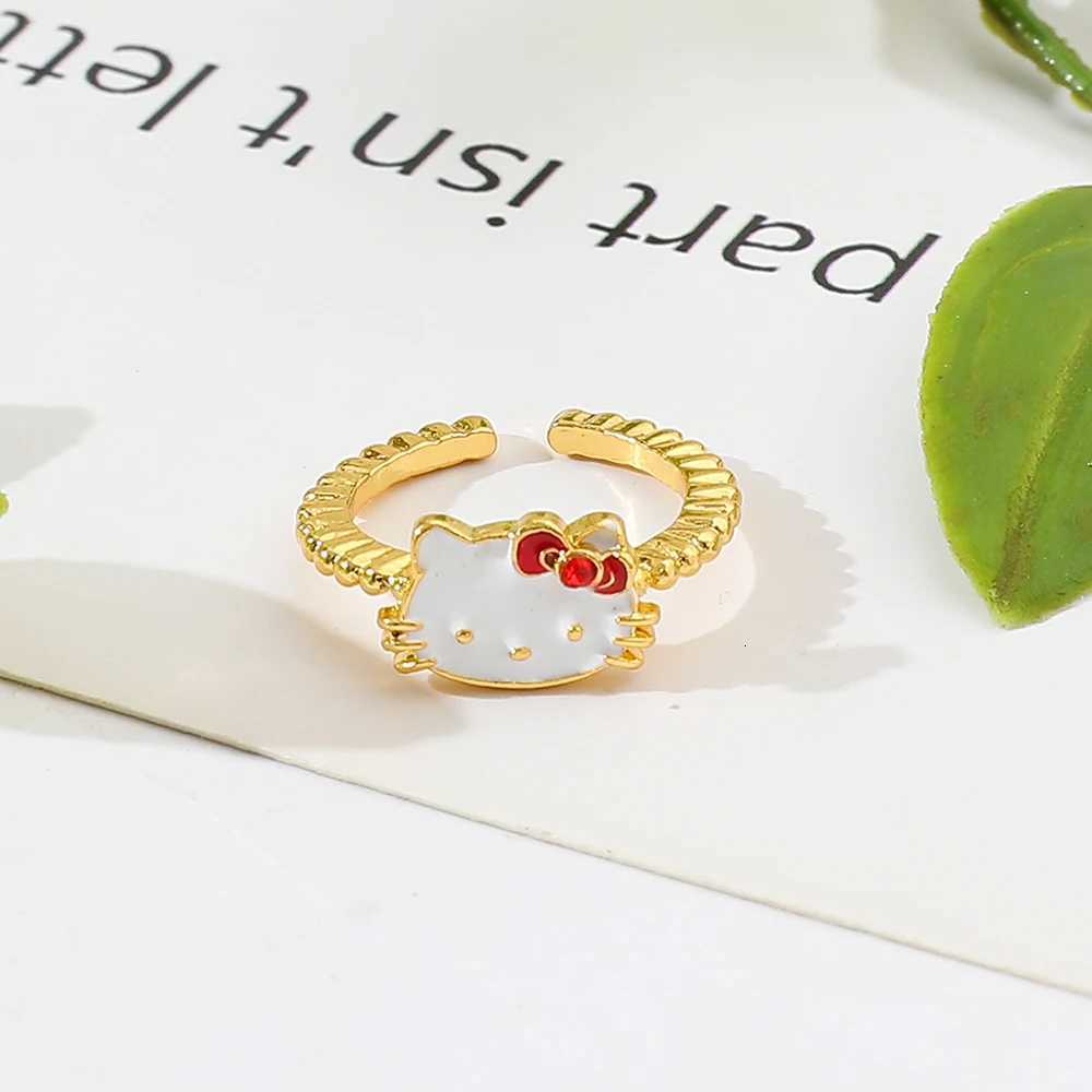 Sanrio New Sanrio Hello Kitty Open Rings Women Cartoon Simple Trendy Rings Sweet Girl Ring Cute Little Cat Ring Gift w250716