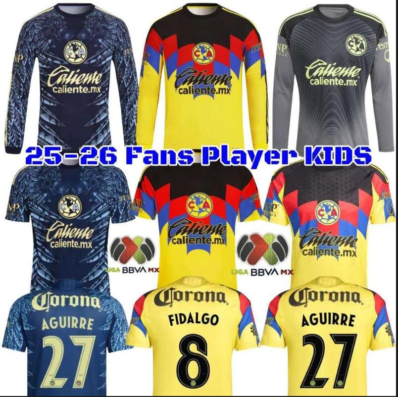 25 26 Club America Soccer Jerseys Liga MX HENRY J.QUINONES D.VALDES 3RD A.ZENDEJAS FIDALGO 2023 HOME AWAY Third Maillot Fans Slim Player Version KIDS Football