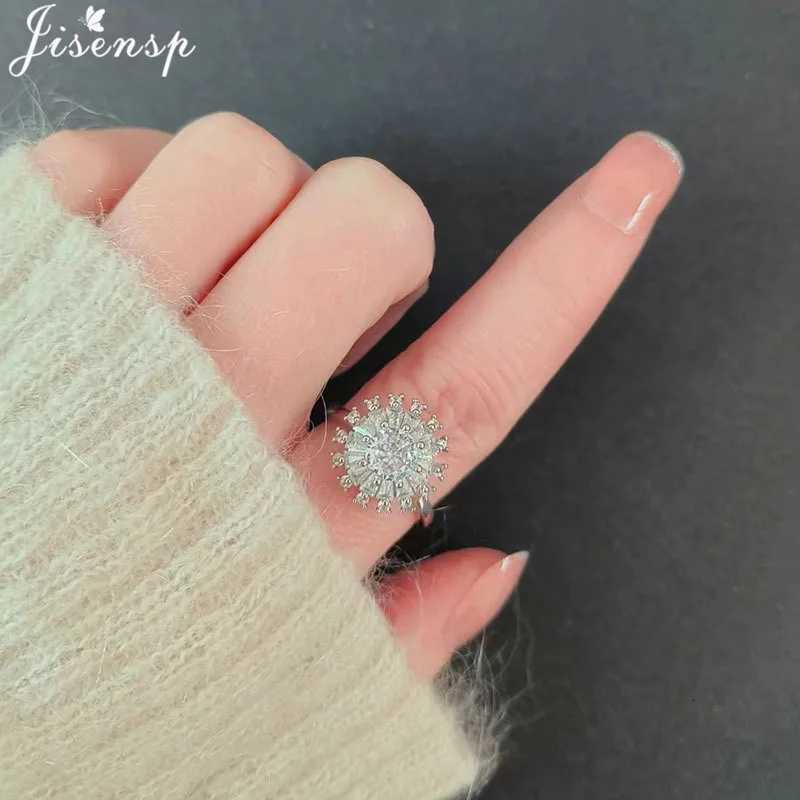 Korean Woman Anxiety Relaxing Ring Multiple Crystal Sunflower Snowflake Knuckle Rings Anti Stress Jewelry Girls Rotating Gift S250716