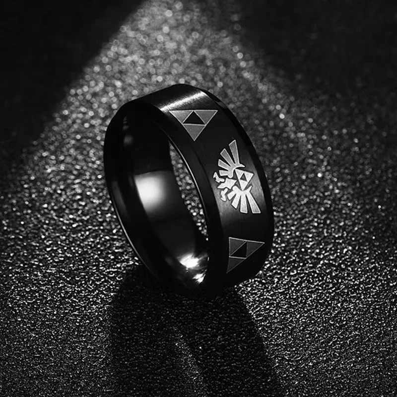 Fashion Anime Triforce Triangle Symbol Band Ring for Men Women Stainless Steel Finger Rings Cosplay Party Jewelry Gifts S250716