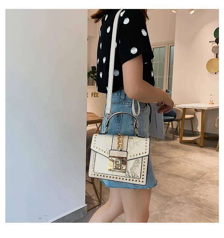 Elegant Sequins Ladies Handbag Small 2024 New Rivet Women's Shoulder Bag High-Quality PU Leather Messenger Bags For Female Totes