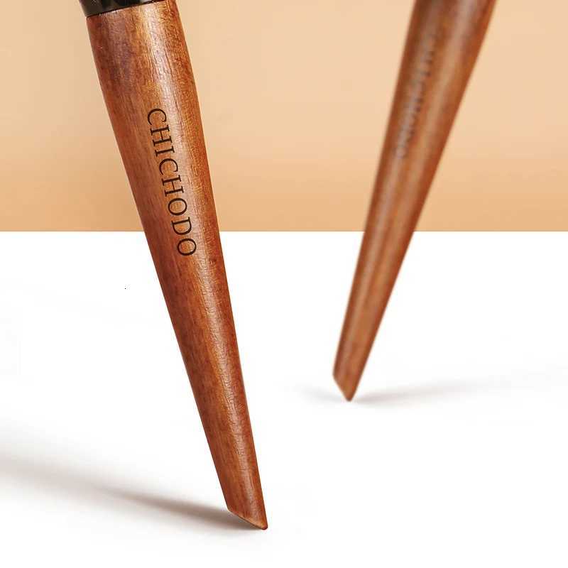 CHICHODO Makeup Brush Amber Series Carved Tube Animal Hair Brushes-Pony+Goat Hair Blush Brush-Peach Shape Pen-F233 XJ2500716
