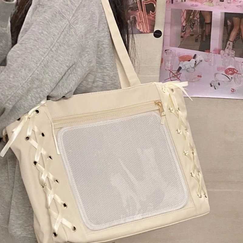 Japanese Girls Itabag Large Capacity PU Leather Shoulder Bag 2025 Bow Ribbon Lolita JK Handbags Ita Bag Y2K Handbags