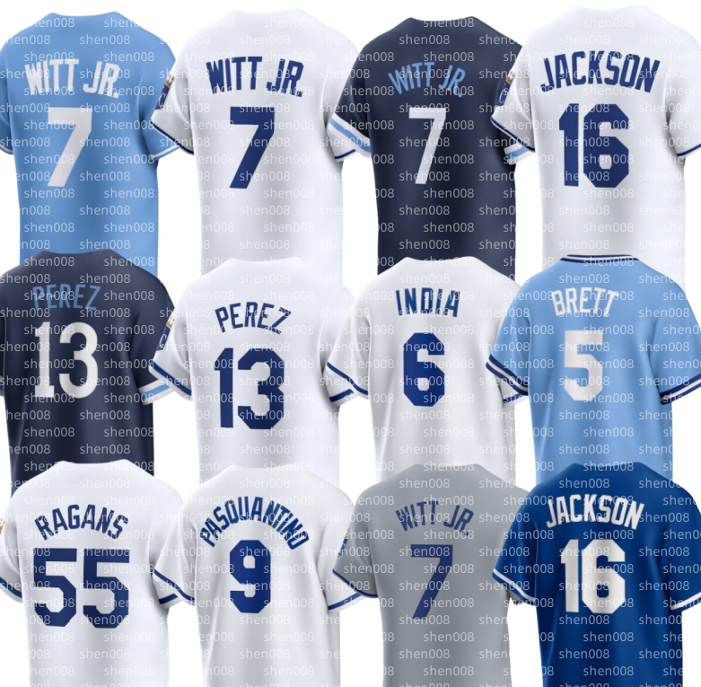 Royals Baseball Jerseys George Brett Bo Jackson Bobby Witt Jr. Salvador Perez Vinnie Pasquantino Cole Ragans Michael Massey MJ Melendez Jonathan India Harold Castro