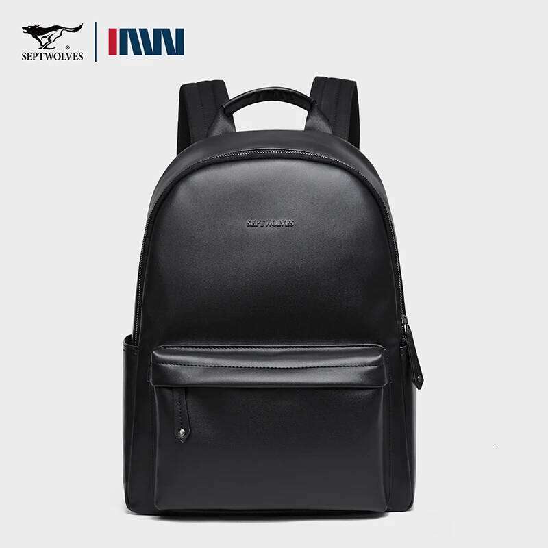 Septwoes Casual Business Large PU Leather Backpack Men Women Waterproof Laptop School Bag Male Classics Travel Knapsack