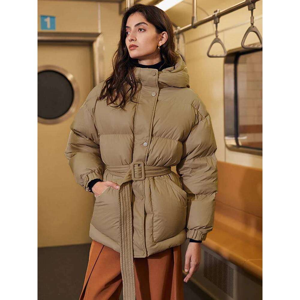 Janveny Fashion Women Jacket 2025 Winter 90% White Duck Down Coat Belted Thick Warm Female Feather Puffer Parkas MDNG