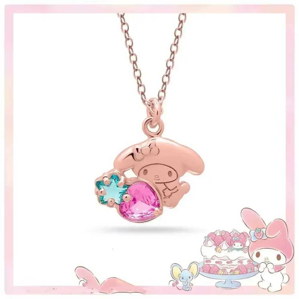 Sanrio Jewelry Silver Jewelry Mymelody Strawberry Bright Crystal 925 Sterling Silver Necklace Kawaii Sanrio Accessories w250716