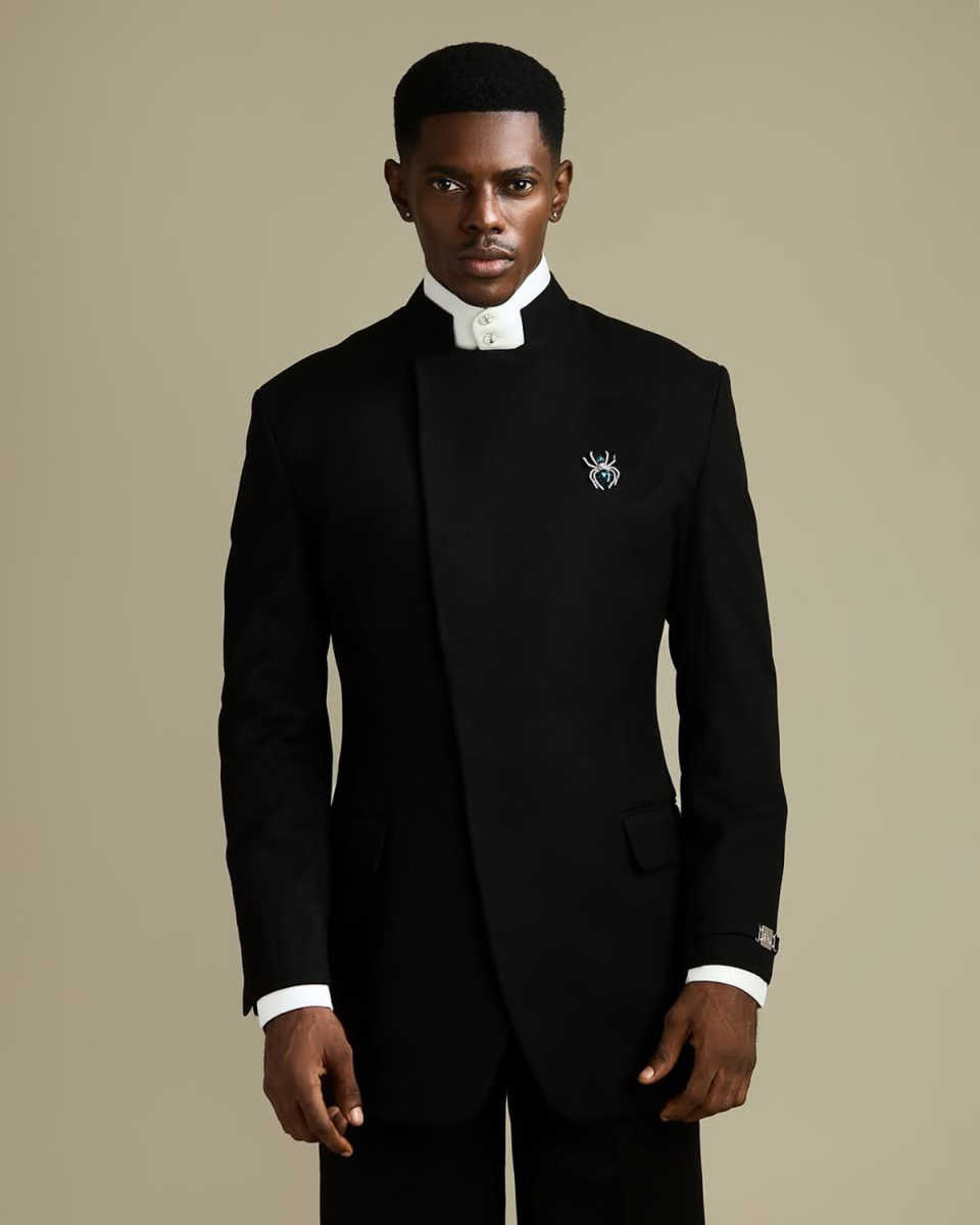 New Wedding Men Suits Stand Up Collar Business Suit Loose Tailor-Made Groom 2-Pcs Coat Pant Formal Occasions Party Plus Size Customized M253447
