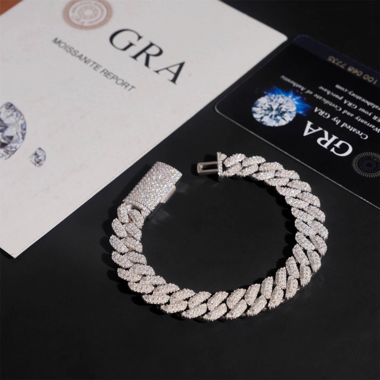 Hip Hop Jewelry Men Cuban Necklace Sterling Silver 925 D Color VVS Moissanite Diamond 10MM Width Cuban Link Chain