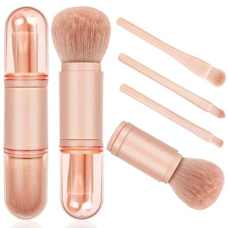 4in1 Travel Makeup Brushes Set Retractable Kabuki Brush and 3 Small Brushes for Eyes with Soft Small Portable for Makeup Touchup XJ2500716