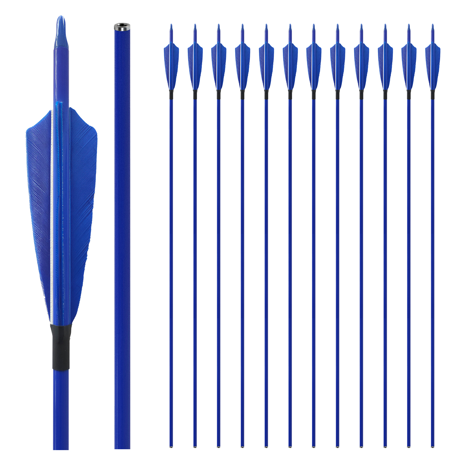 31inch Hunting Arrows Without Arrowheads Turkey Feathers Spine250-600 Carbon Fiber Archery Targeting Arrows 6.2mm Recurve Bow and Compound Bow Arrows(