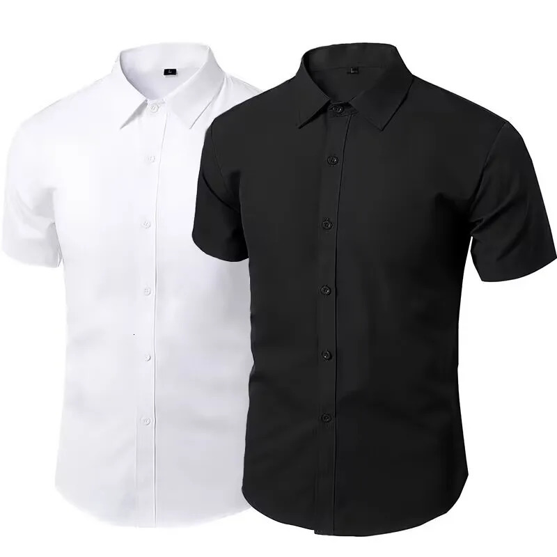 Camicia Corta Da Uomo Business Casual Solid Colore Sliming Slimfit Slimfit Spri…