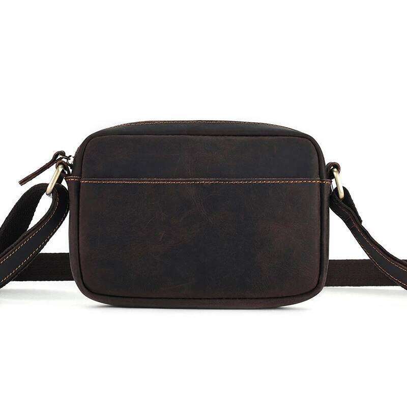 Crazy Horse Messenger Men's Leather Shoulder Mobile Phone Sling Bags For Men Woman Cross Body Bag
