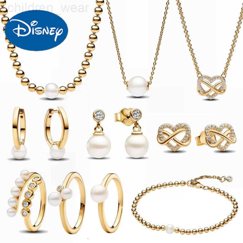 Disney Freshwater Cultured Pearl Zircon Ring Necklace Cross Love Stud Earrings Suitable for Women DIY Jewelry Gift 2024 New W20250716