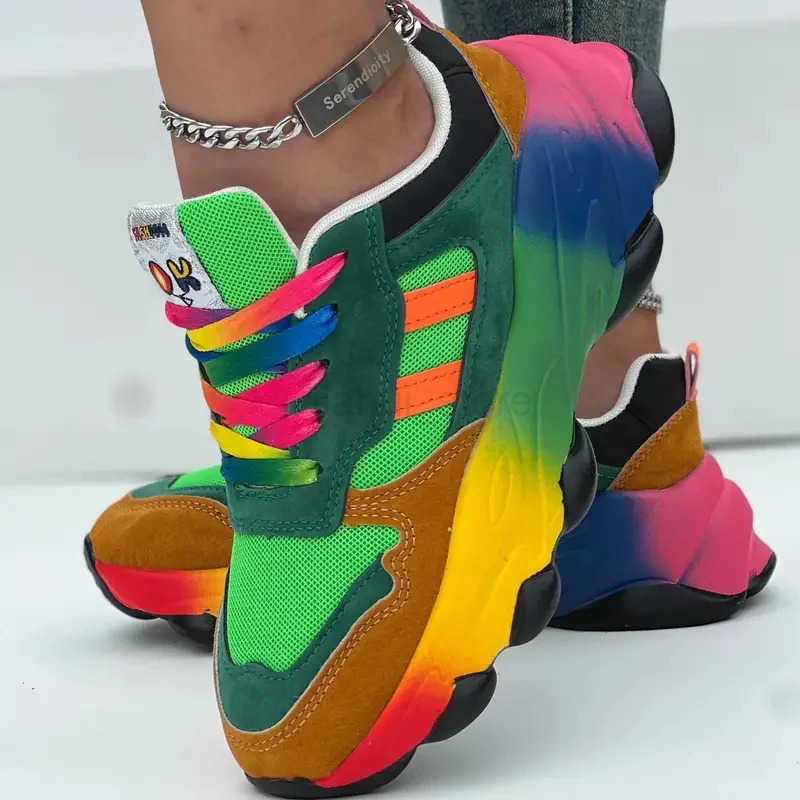 Women Sneakers Fashion Running Colorful Casual Sneakers Women Comfort Lace Up Outdoor Platform Shoes for Women Womens Shoes M250716