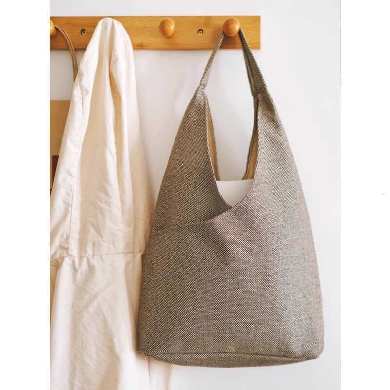 Niche Design Cotton Linen Canvas for Women, Single Shoulder Handbag, Casual Commuter Versatile Large Capacity Portable Tote Bag