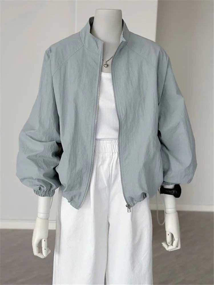 Korean Female Long Sleeved Sunscreen Jacket Spring Summer Women Leisure Sports Jacket Coat Solid Color Thin Style Ladies Outwear 250715