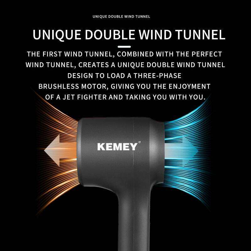 Kemei High-Speed 110000Rpm Motor Fast Drying Blow 1500W Ionic Hair Dryer For Home And Travel Magnetic Nozzle