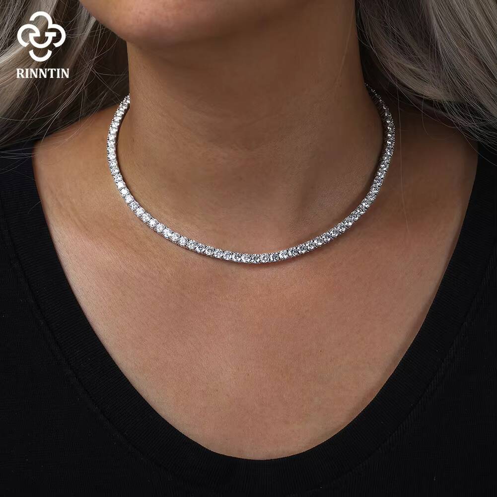 MON01 Pass Diamond Tester RTS Hip Hop Jewelry Iced Out 2mm 3mm 4mm Lab Diamond 925 Silver VVS Moissanite Tennis Chain Necklaces