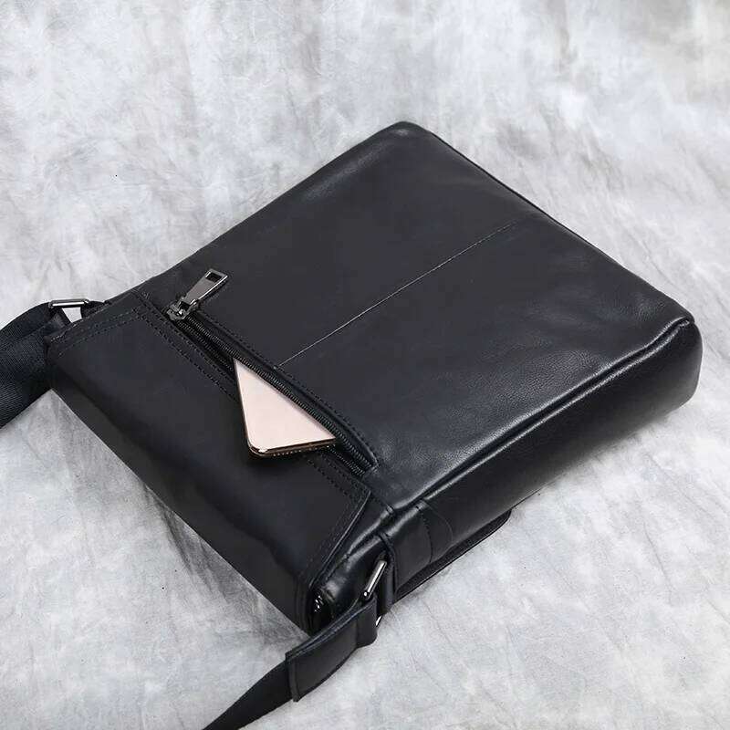 New Genuine Men's Shoulder First Layer Leather Vertical Crossbody Bag Casual Versatile Backpack