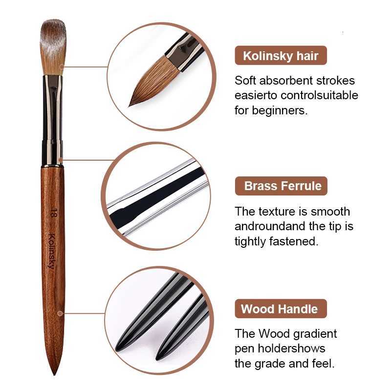100% Pure Kolinsky Hair Acrylic Nail Brush Sandalwood Handle Nail Brush for Acrylic Application and Acrylic Powder Professional XJ2500716