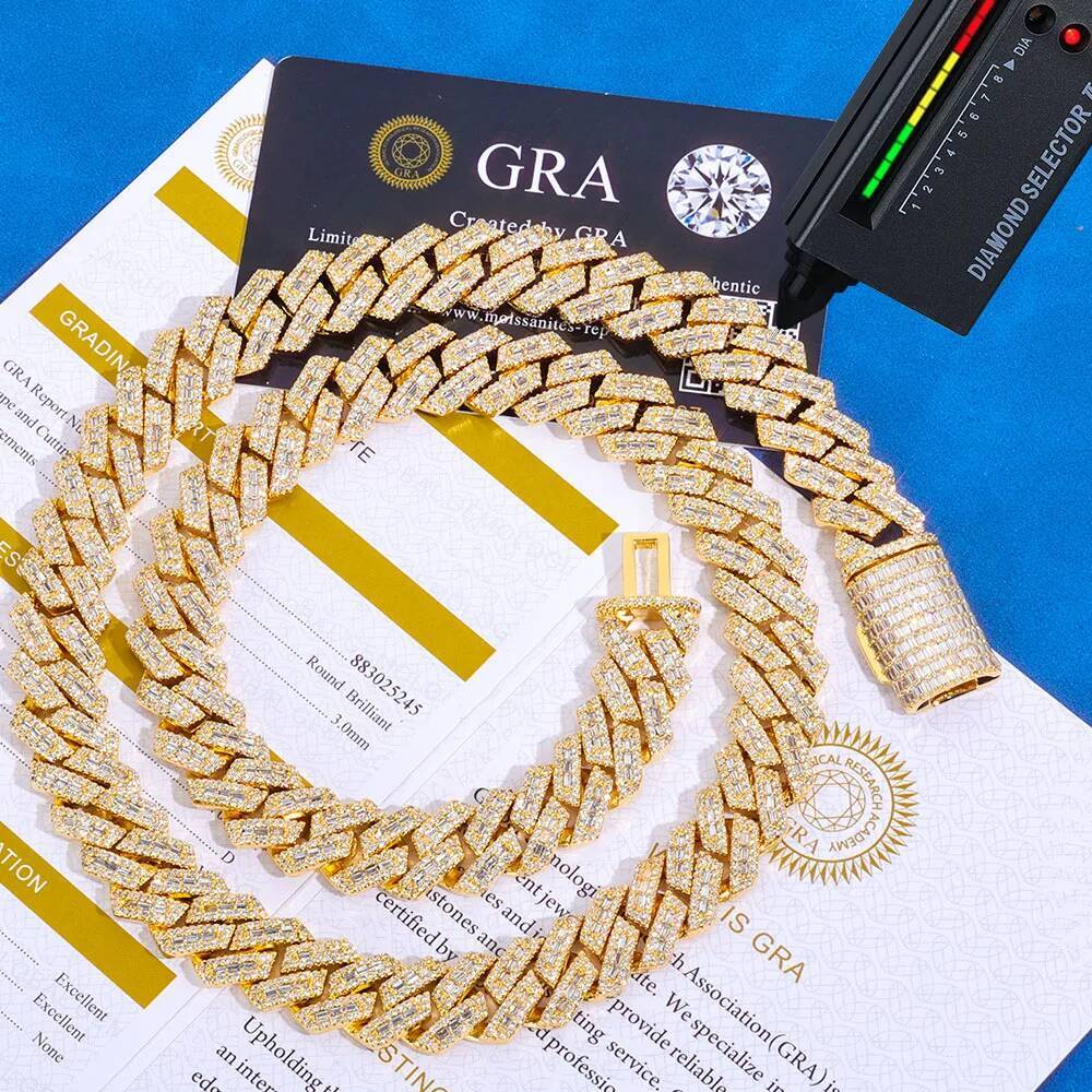 ESKEEM GRA Certified Miami Moissanite Necklace Hip Hop Jewelry Men Cuban Link Chain 925Silver VVS Classic Jewelry Women