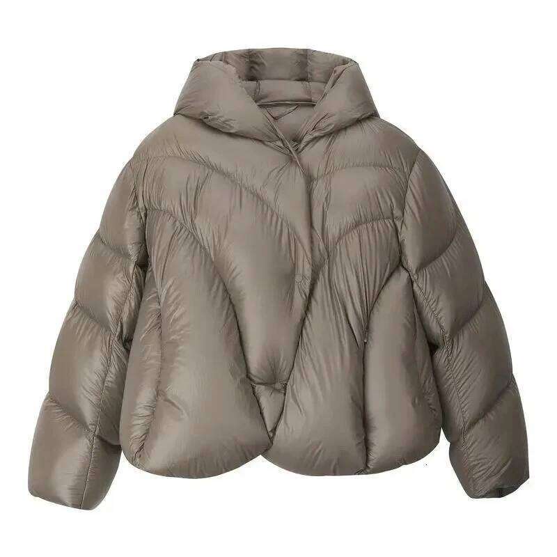 Lagabogy 2025 Autumn Winter Women Ultra Light Solid Color Down Jacket Female Loose Short Casual Thin Single-Breasted Puffer Coat