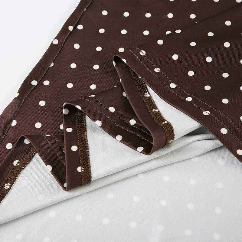 Suhcute Brown V-neck Polka Dot Mini Dress for Women Elegant Backless Party Sundress Sexy High Street Sleeveless Vacation Outfit R250716