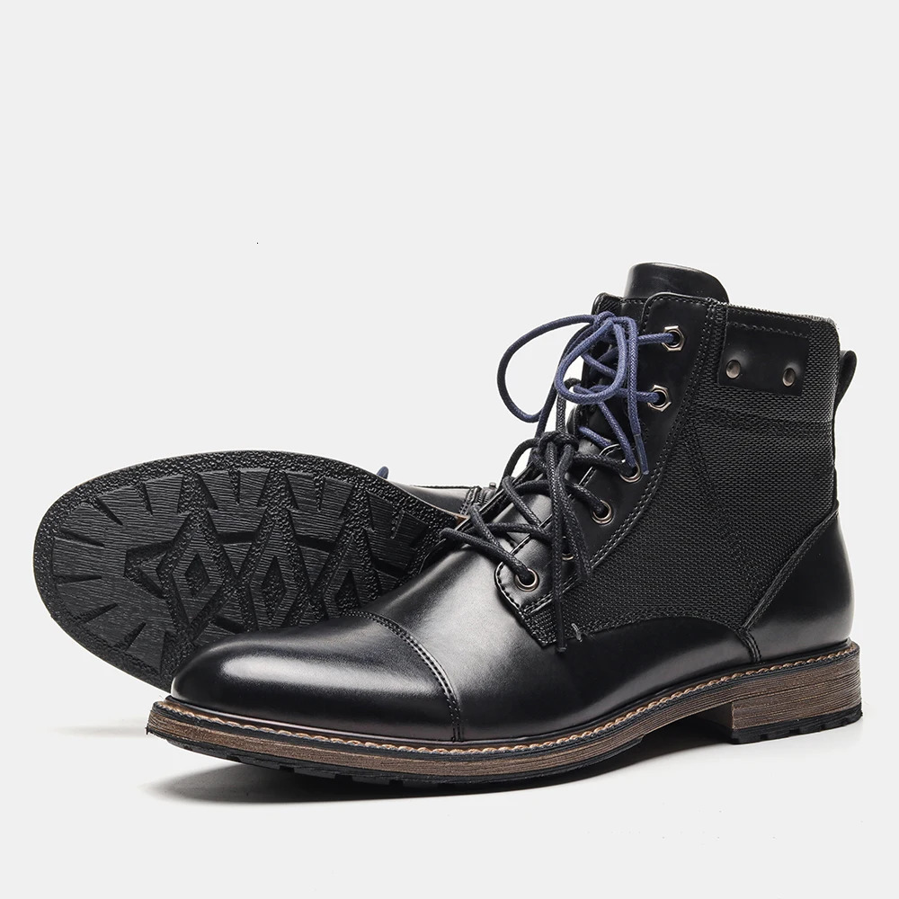 Fashion Double Shoelace Men Boots British Style Fashion Men Ankle Boots With Zipper#AL651 250715