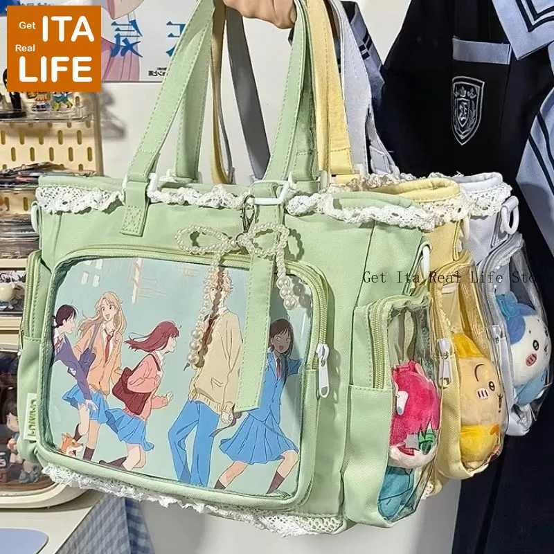 Italife New Women Cute Lace Ita Bag with Pearl Bow Girl Itabag with Insert for Pin Display Comic Con Large Tote Big H204