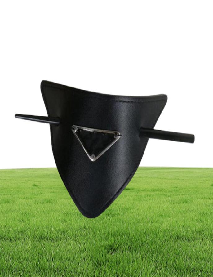 European and American leather letters Hair Clips Barrettes triangle hairpin headgear 2 colors optional female high 7592829