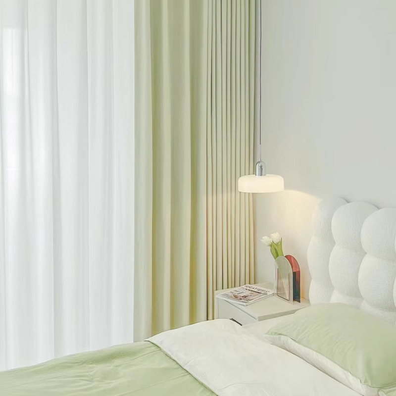 YL-36590 Jacquard chenille cream green curtain blackout fabric 2025 new bedroom high-end living room light luxury modern simplicity