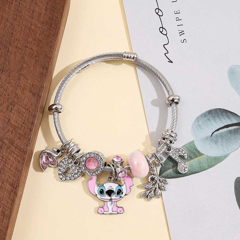 Sanrio Stitch Love Heart Swan Music Note Rhinestone Bracelet Cute Beaded Jewelry Anime Fan Christmas Gift w250716