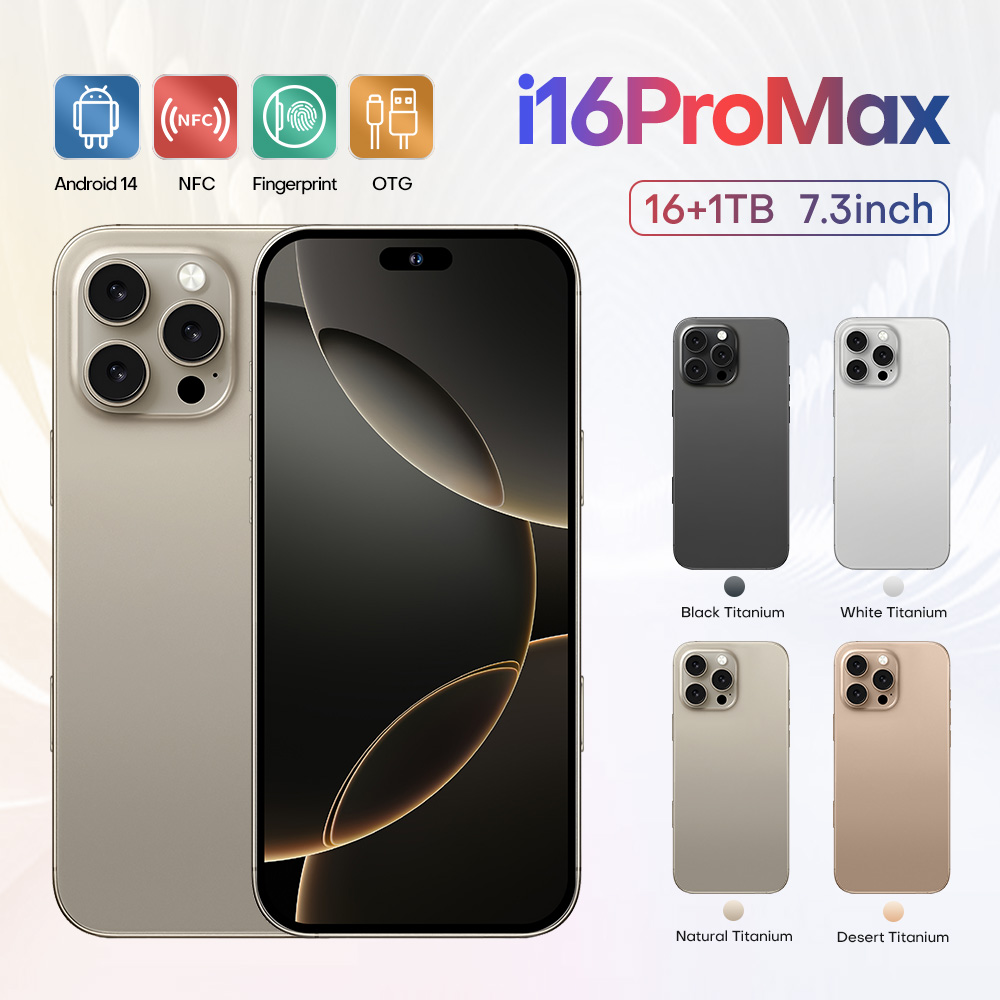 2025 NEW Cellphones i15 i16 Pro Max Mobile Phones 4G 5G 7.3HD Original Smartphone 8000mAh Android 14 Global Version Cell Phone Dual SIM Card