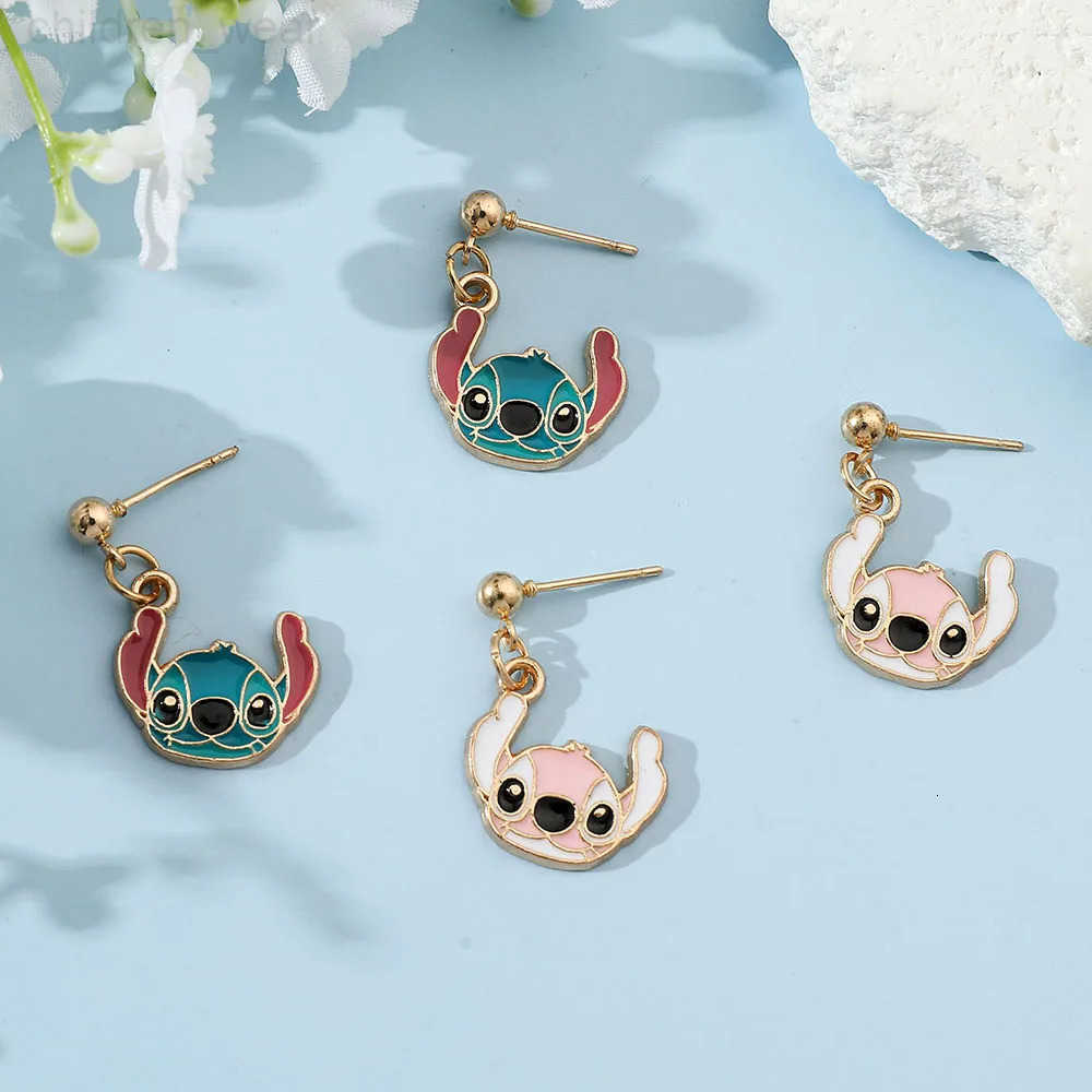 Disney 100% Authentic Disney Trend Stud Earrings Anime Jewelry Accessories Stitch Cartoon Kawaii Earring Birthday Gifts W20250716